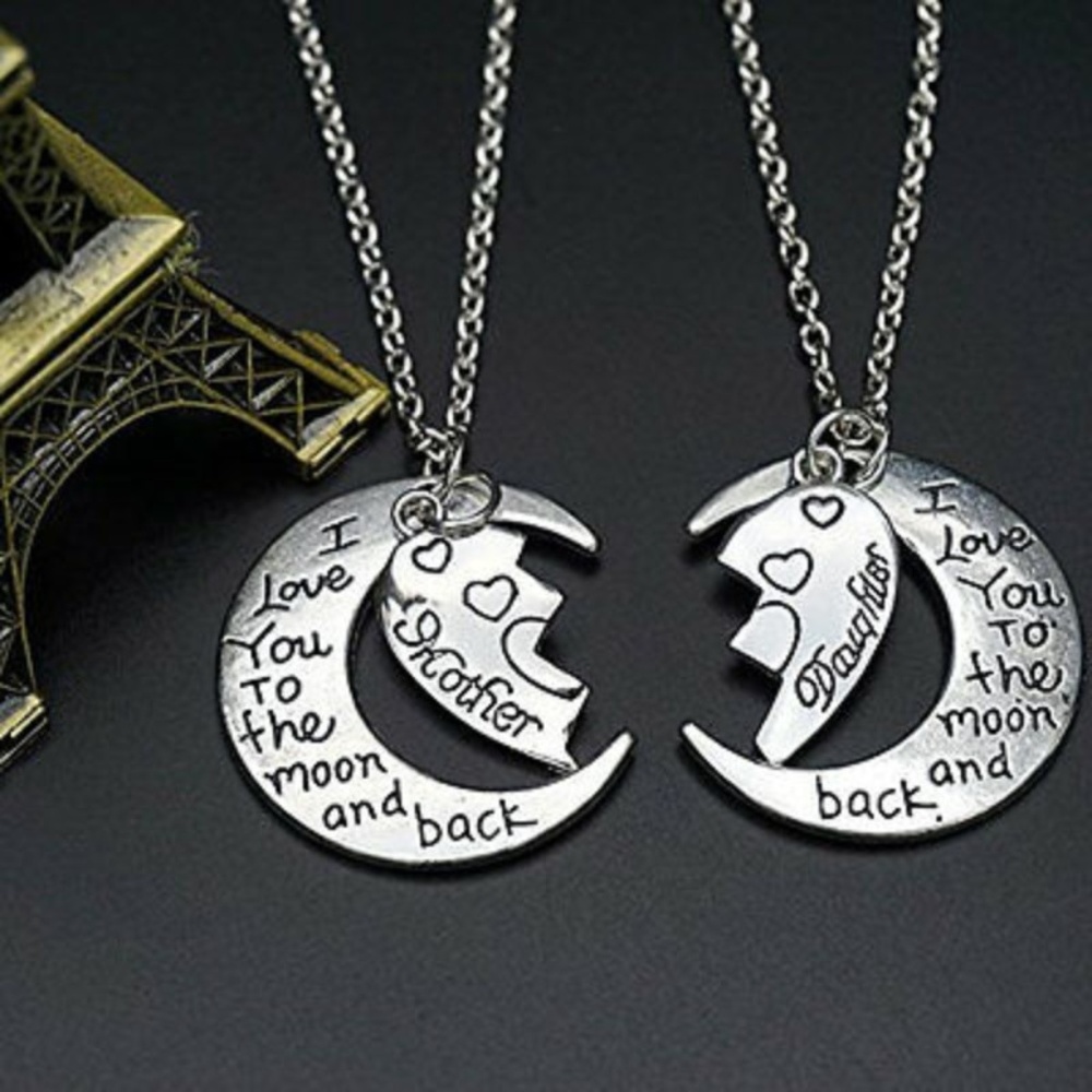 Eternal Mother+Daughter Necklace Set Half Heart